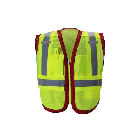 2W International Hi-Vis Public Safety Vest Plus Class 2 U Back, , Hook & Loop 2 Pockets, 2 Mic Tab PWB505RD RG